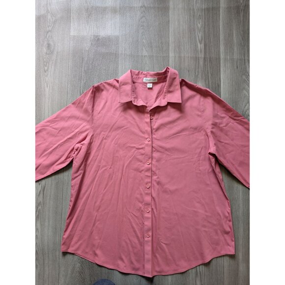 Coldwater Creek Womens Pink Button-Up Collared Shirt XL Polyester Blend - Picture 3 of 6